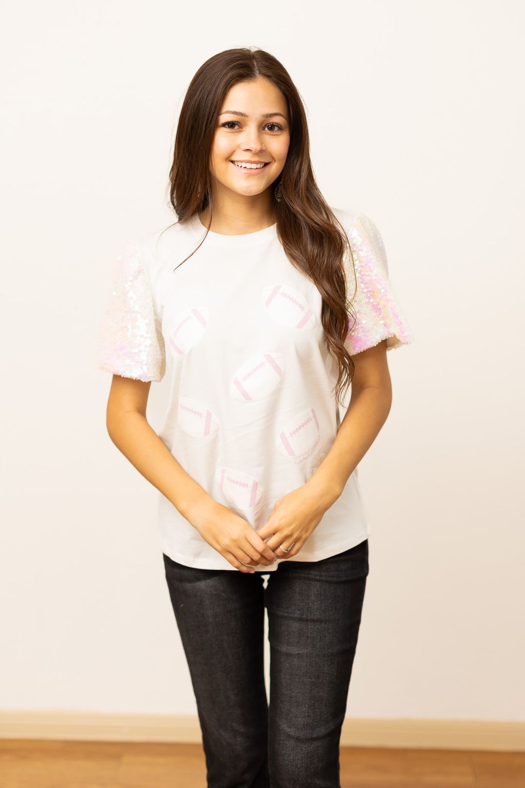 Footballs on Princess Top, White