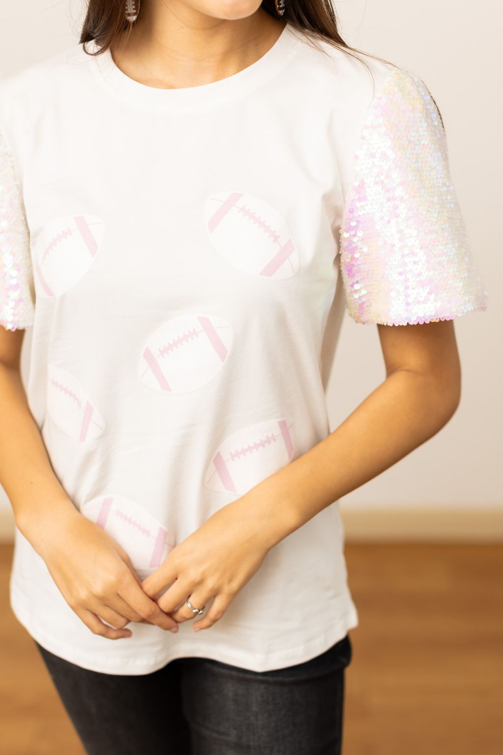 Footballs on Princess Top, White