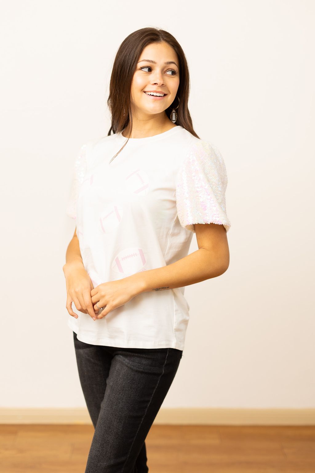 Footballs on Princess Top, White