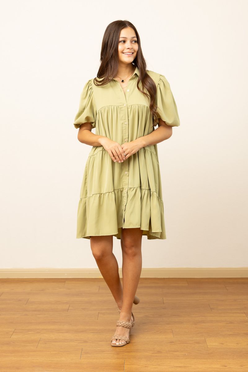 Sage Button-Up Dress