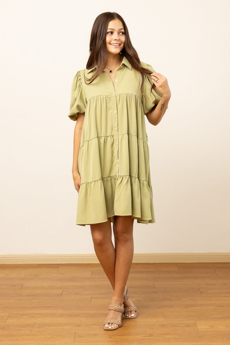 Sage Button-Up Dress