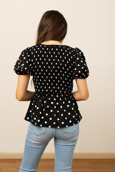 Polka Dot Smocked Blouse