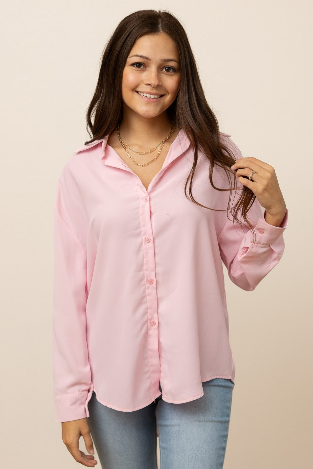 Kathryn Classic Button-Up, Light Pink