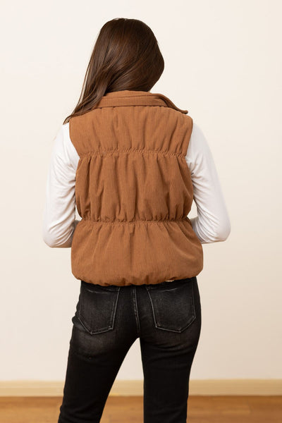 The Gillian Reversible Brown and Floral Puffer Vest