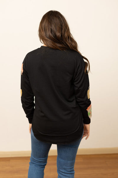 Glitter Fall Elements on Black Sweatshirt