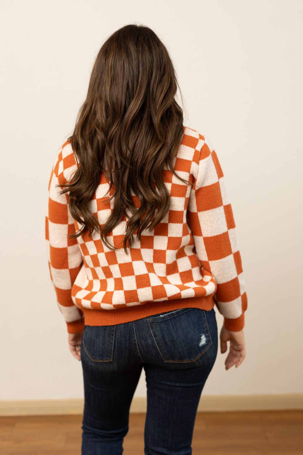 The Ophelia Orange Checkered Cardigan