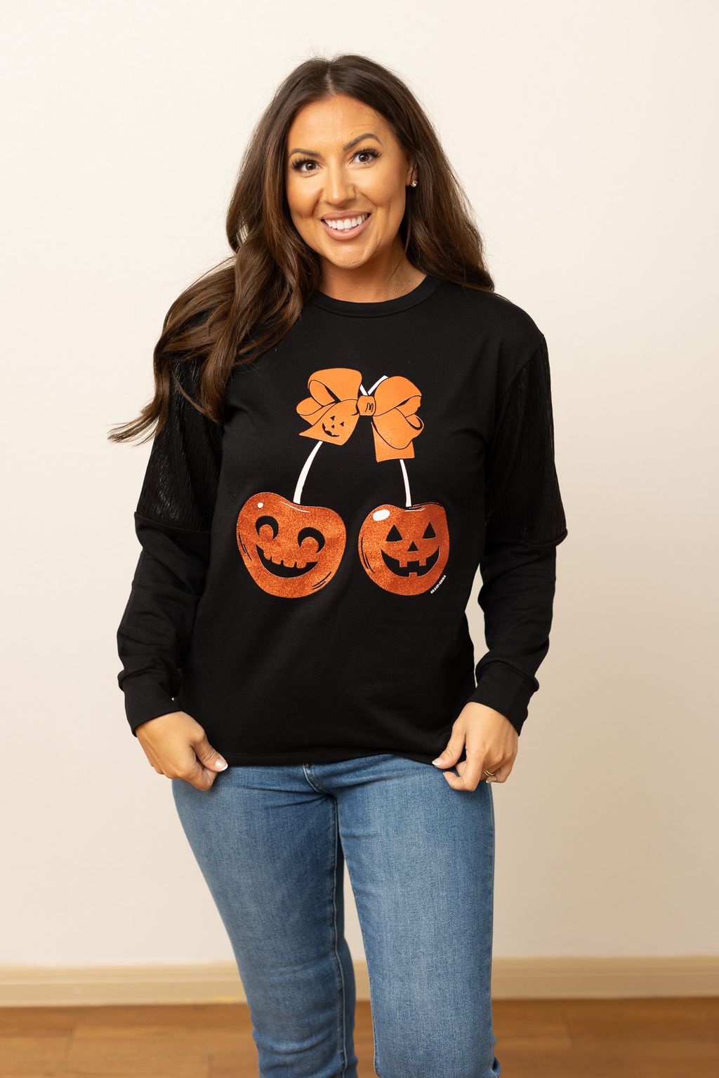 Cherry Pumpkins on Black Sweatshirt