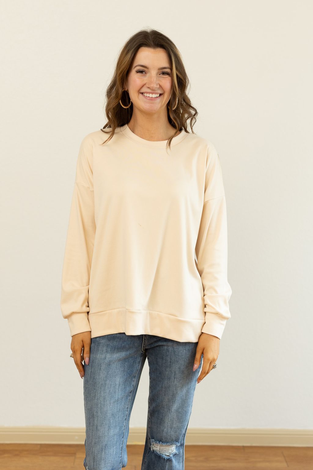 Micro Fleece Crewneck, Ivory
