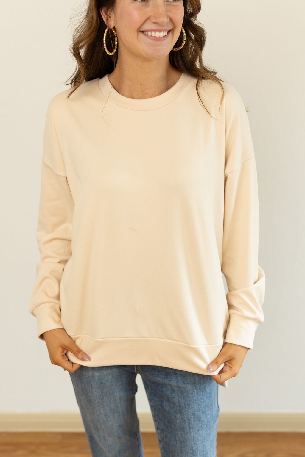 Micro Fleece Crewneck, Ivory