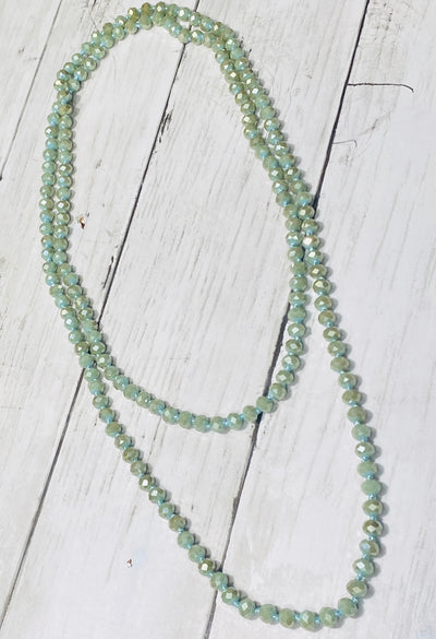 The Essential 60" Double Wrap Beaded Necklace, Moss Green