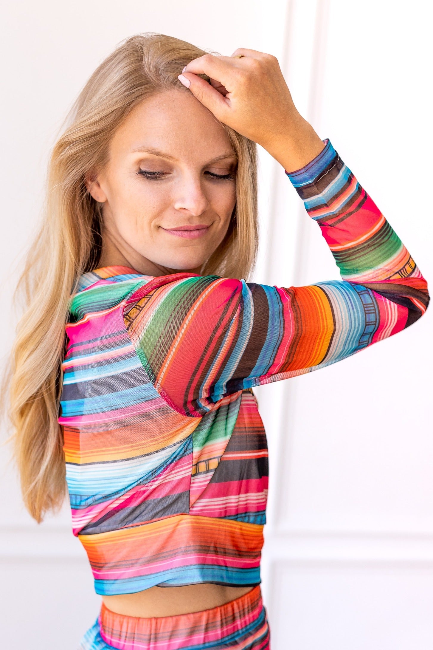 Southwestern Serape Mesh Top - detail shot