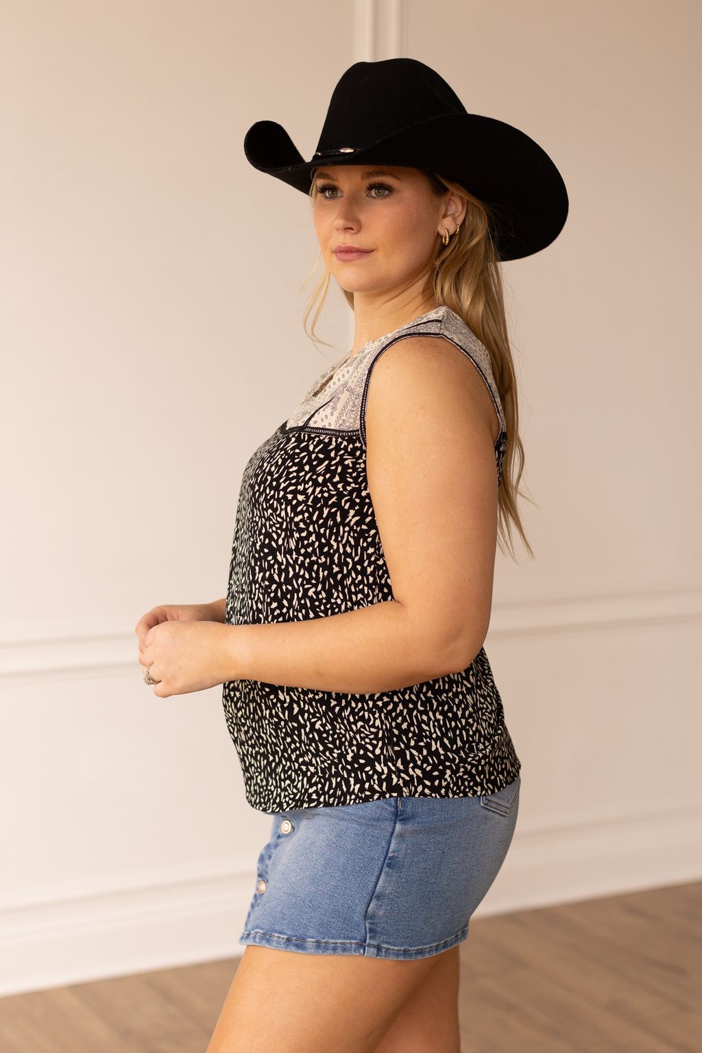 Boho Breeze Blouse, Black & White - styled outfit