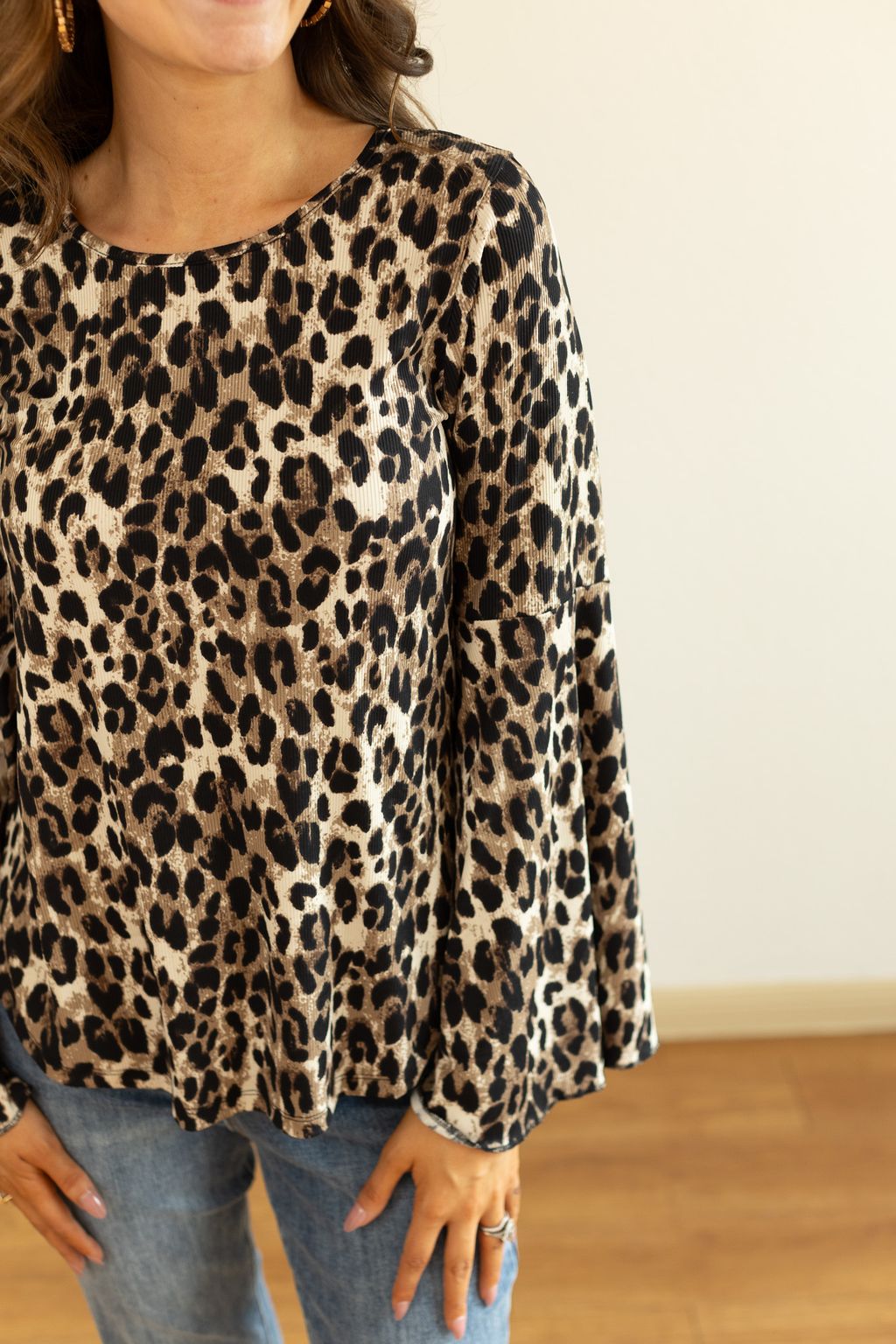 Leopard Bell Sleeve Top