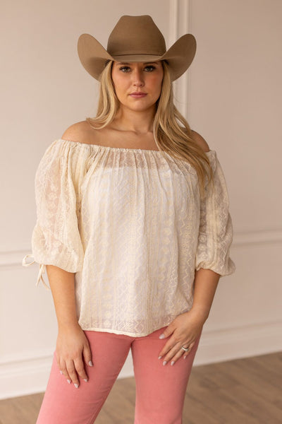 Peasant Blouse with Belt, White Sands