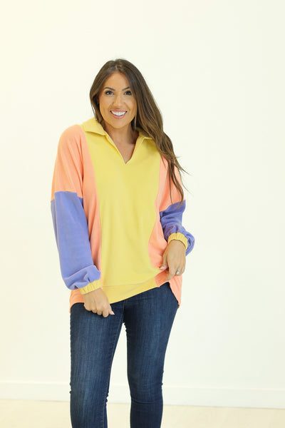 Color Block Pull Over