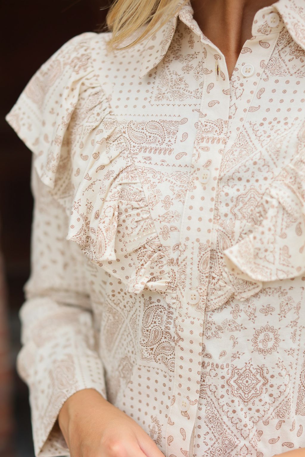 Bandana Print Ruffled Blouse