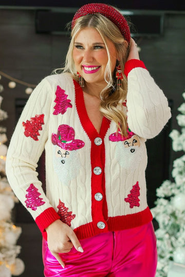 Cowboy Santa Patches Cardigan (AS IS)