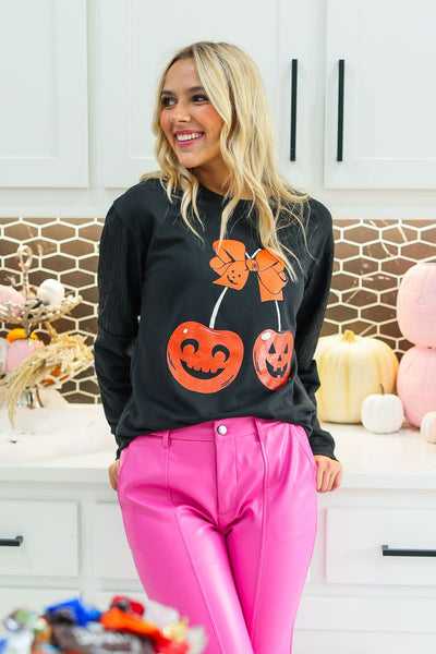 Cherry Pumpkins on Black Sweatshirt