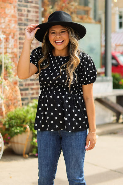 Polka Dot Smocked Blouse