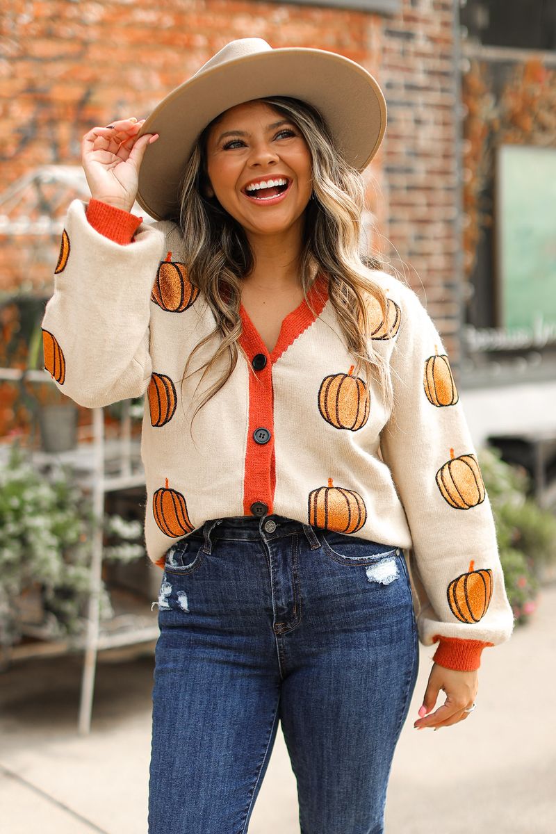 Glitter Pumpkin Cardigan