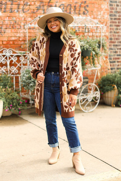 The Arabella Brown Floral Cardigan