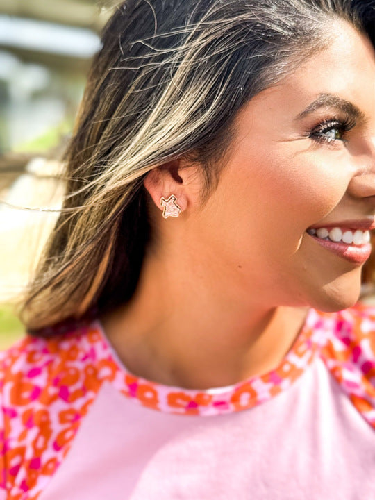Texas On My Mind Druzy Stud Earrings, Rose Gold