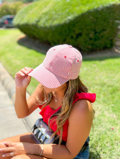 White Hat With Red Stripes