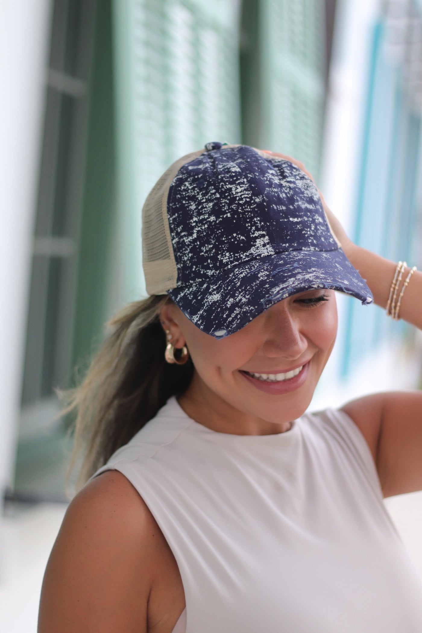 Navy Spatter Hat with Mesh