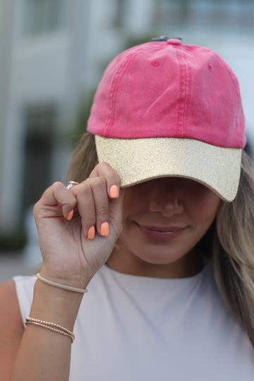 Orange Hat with Gold Glitter Bill