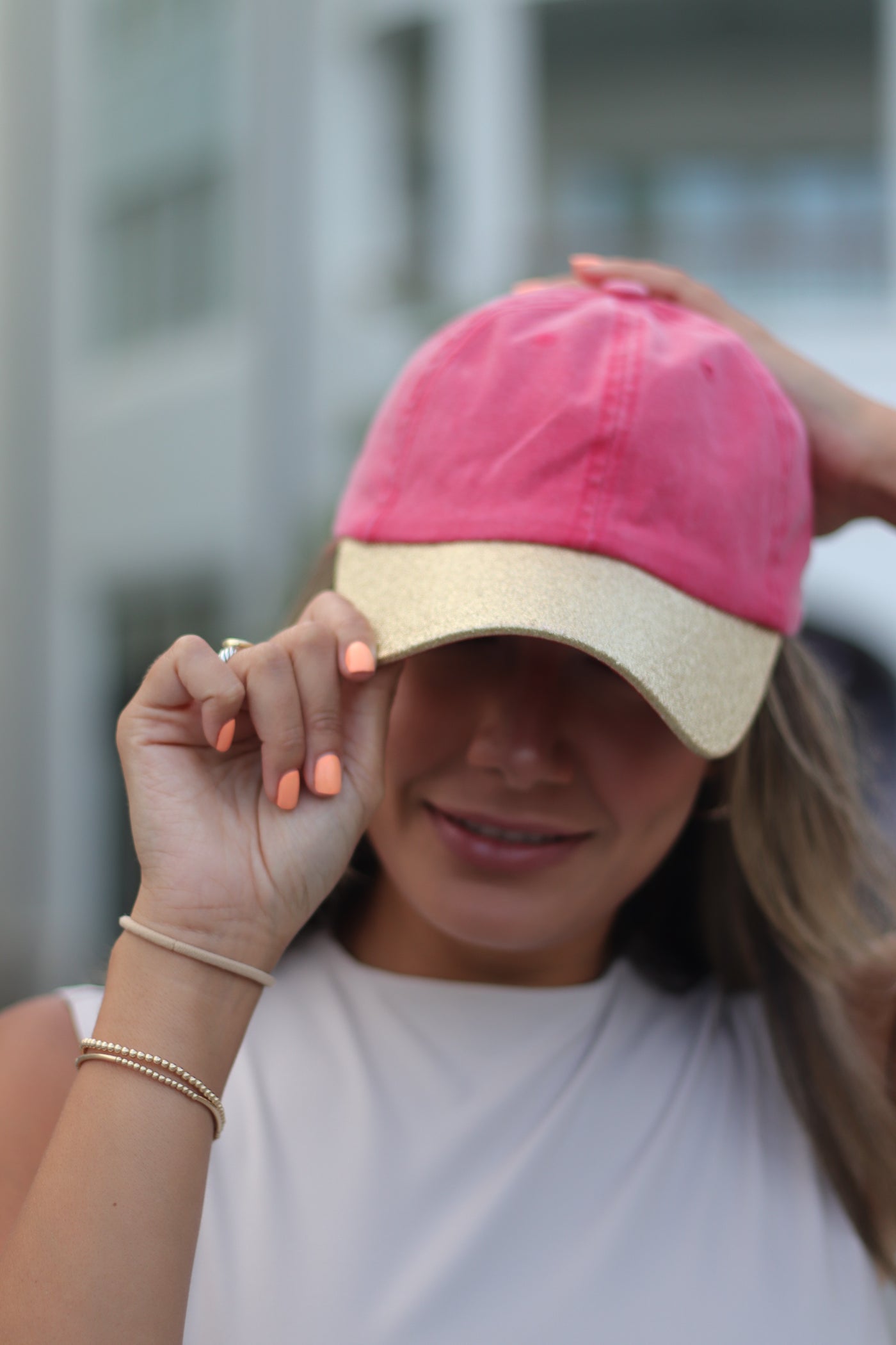 Orange Hat with Gold Glitter Bill