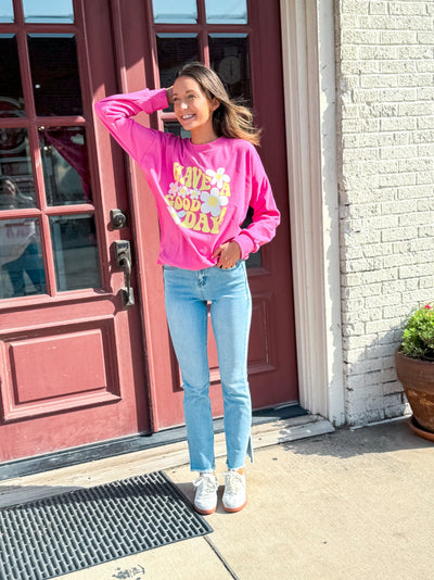 Have a Good Day Fleece Sweatshirt, Pink