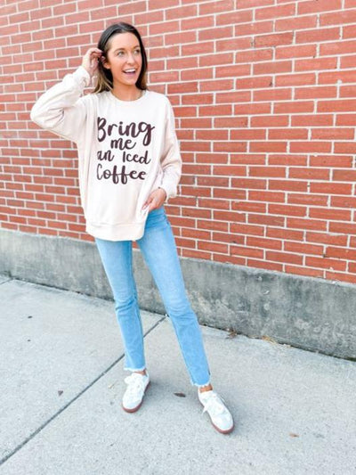 Bring Me an Iced Coffee Fleece Sweatshirt, Ivory