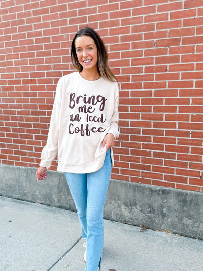 Bring Me an Iced Coffee Fleece Sweatshirt, Ivory