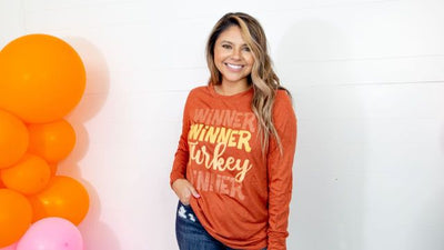 Winner Winner Turkey Dinner on Long Sleeve Tee, Burnt Orange