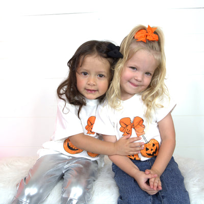 Girl's Cherry Pumpkin White Cuff Tee.