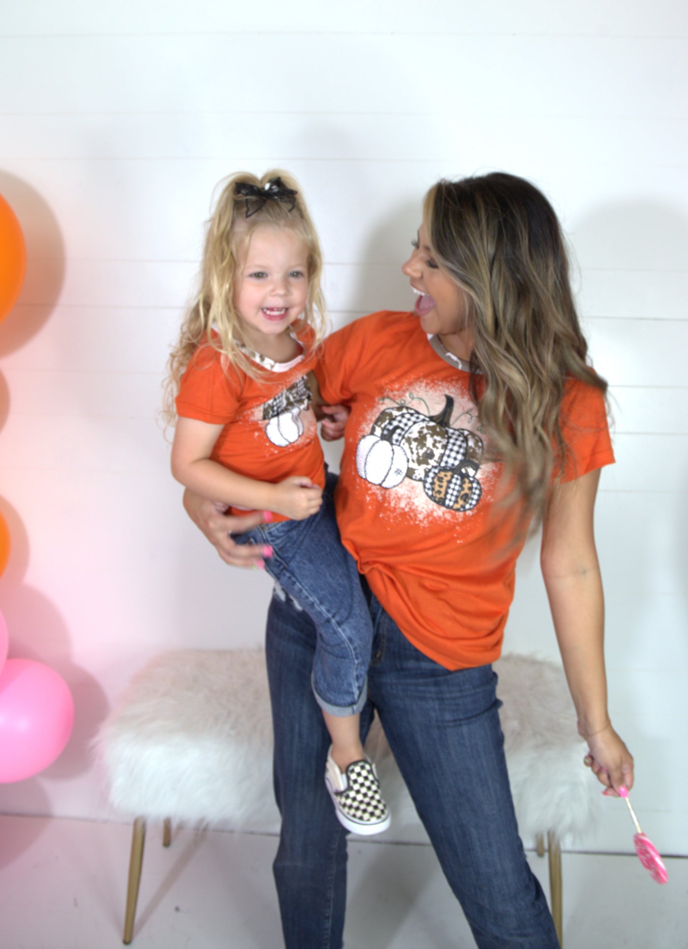 Triple Pumpkin Leopard, Cow & Orange Ringer Tee