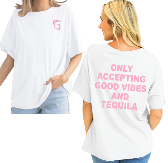 Good Vibes On White Relaxed Fit Tee