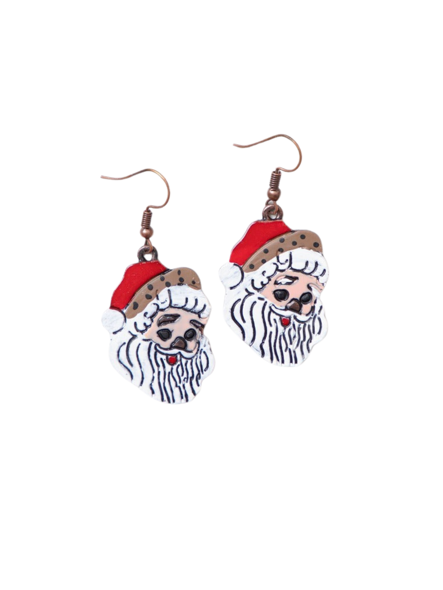 The Leopard Santa Hat Earrings, Copper