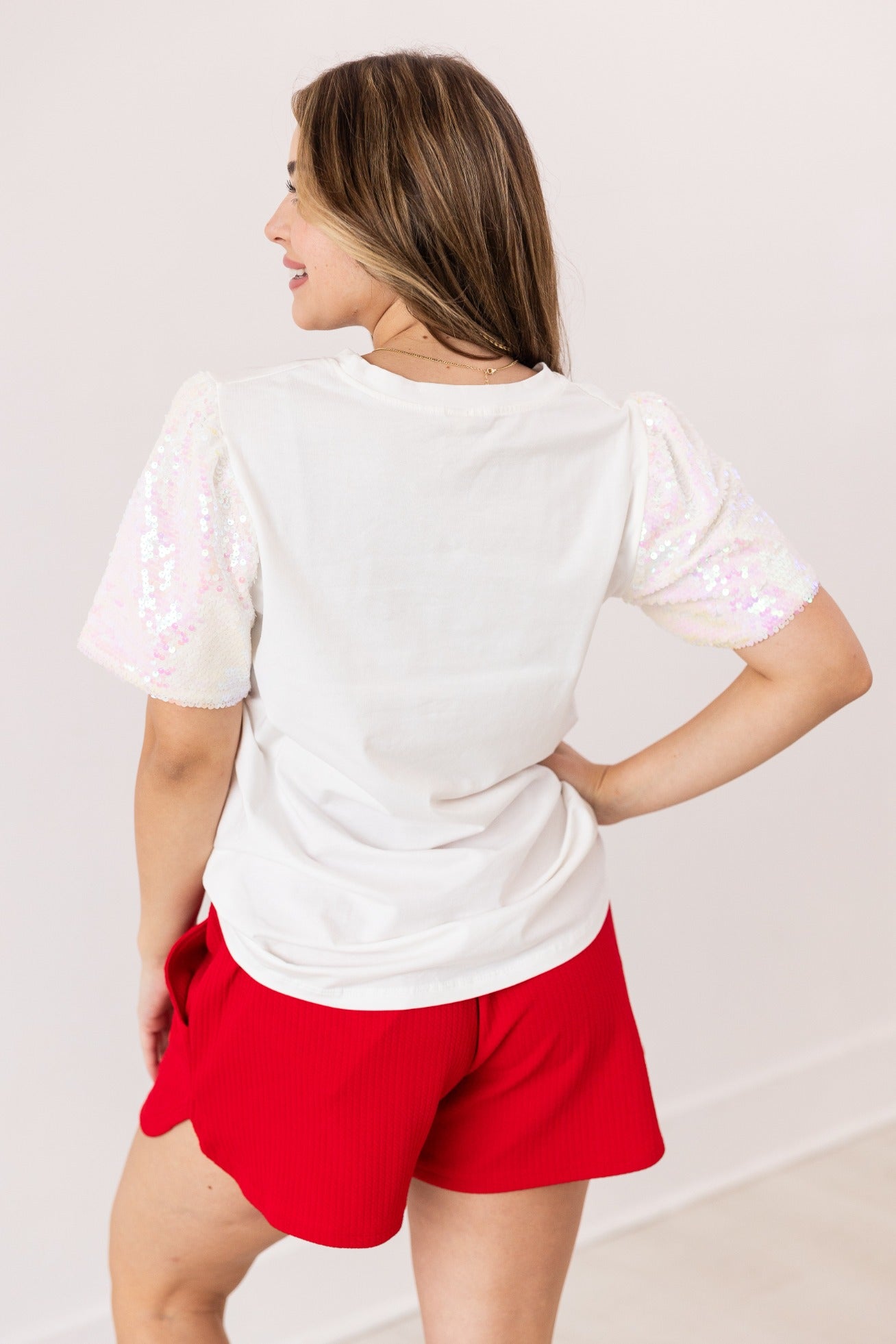 Stars & Stripes Glitter on Princess Top, White