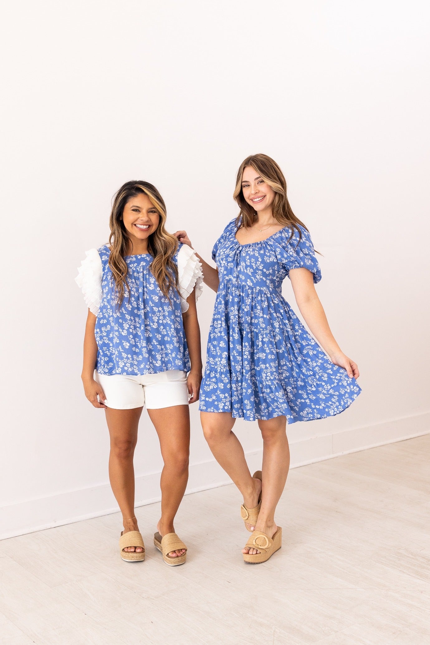 Blue Floral Babydoll Dress