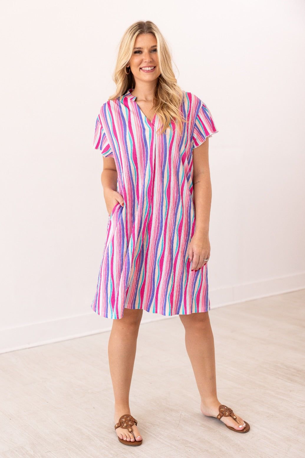 The Nicole Dress, Abstract Stripe