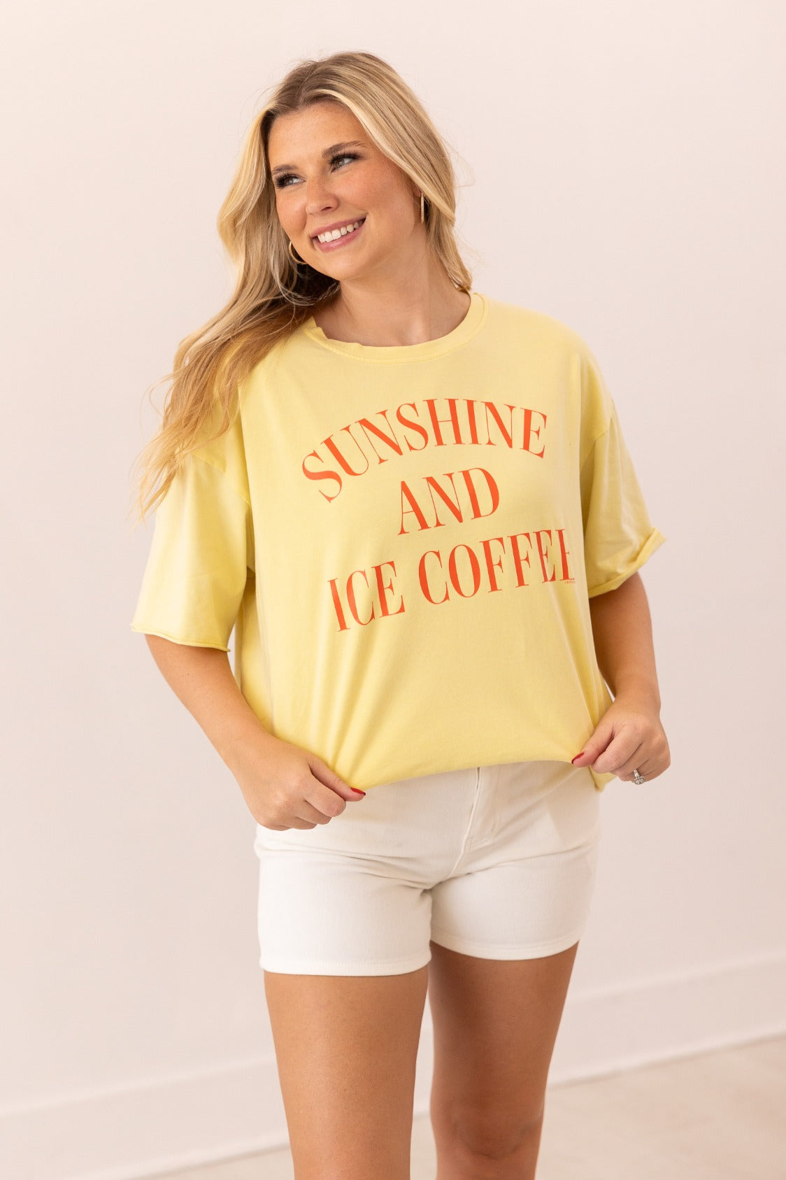 Sunshine & Ice Coffee On Yellow Relaxed Fit Tee