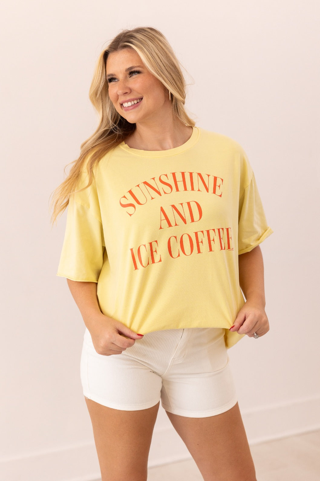 Sunshine & Ice Coffee On Yellow Relaxed Fit Tee