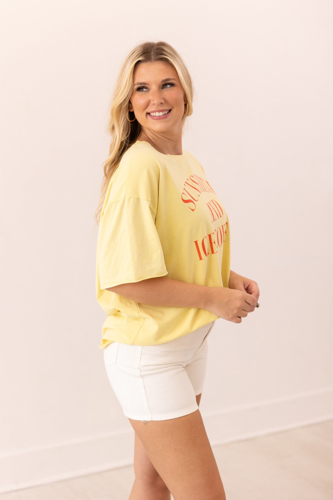 Sunshine & Ice Coffee On Yellow Relaxed Fit Tee