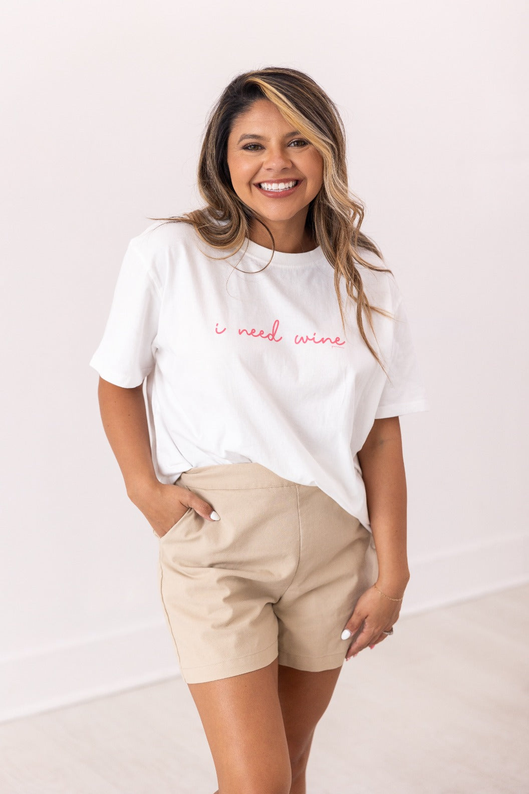 I Need Wine On White True Fit Tee