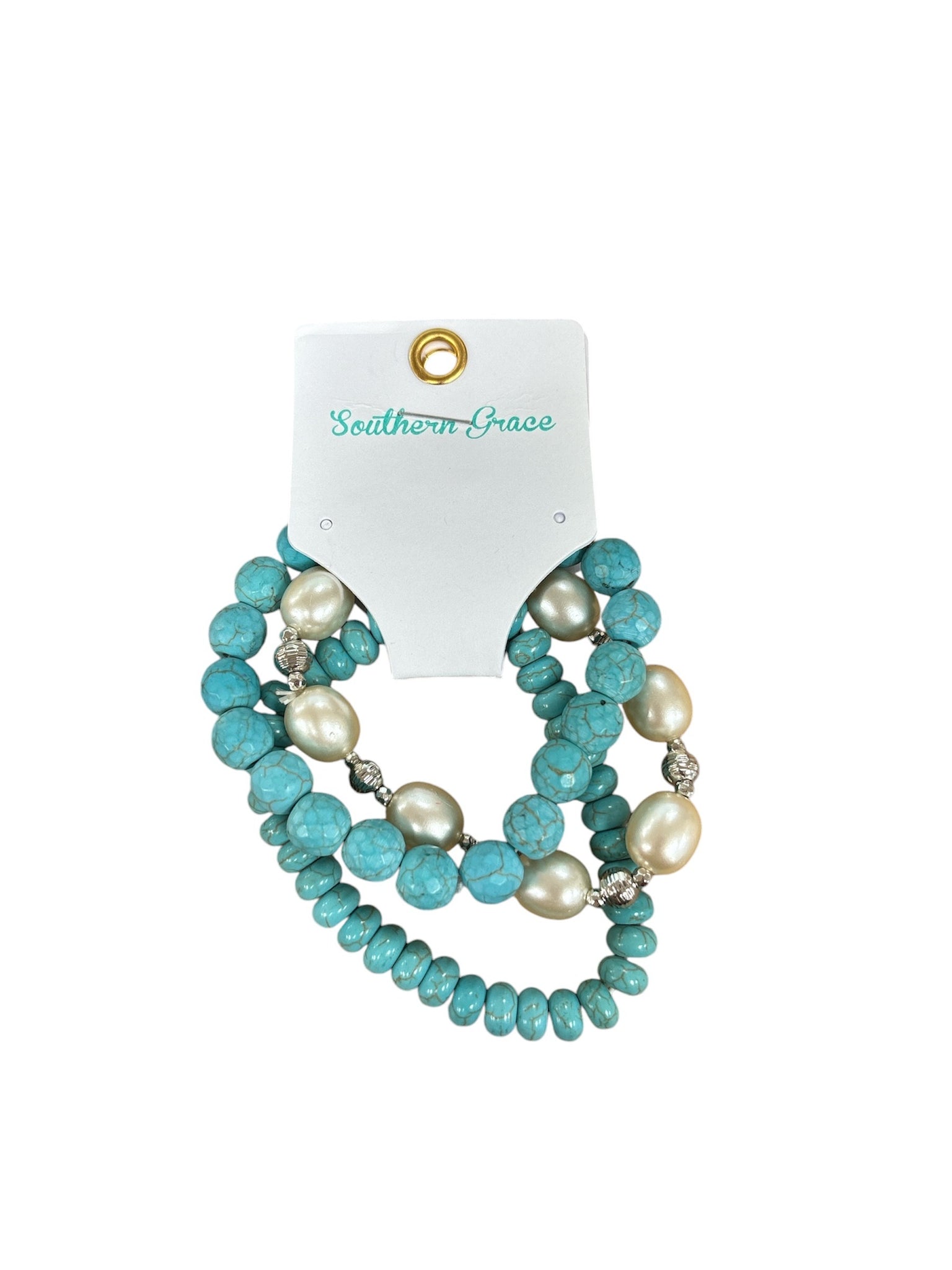 Turquoise Stone 3-Strand Bracelet