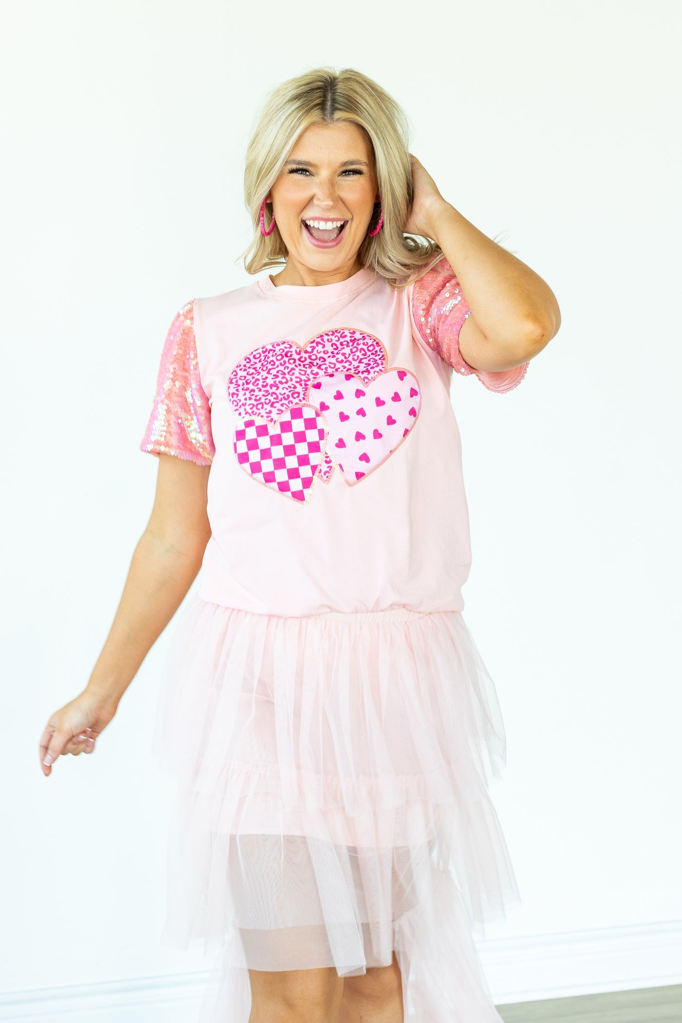 Three Sweet Hearts Sparkle Top