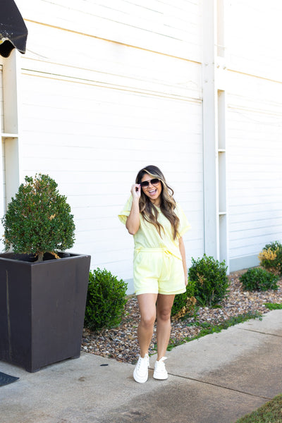 Yellow Waffle Knit Shorts