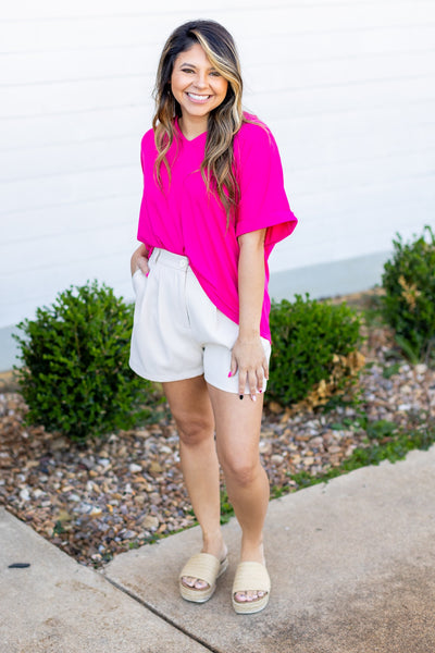 The Cara Top, Hot Pink