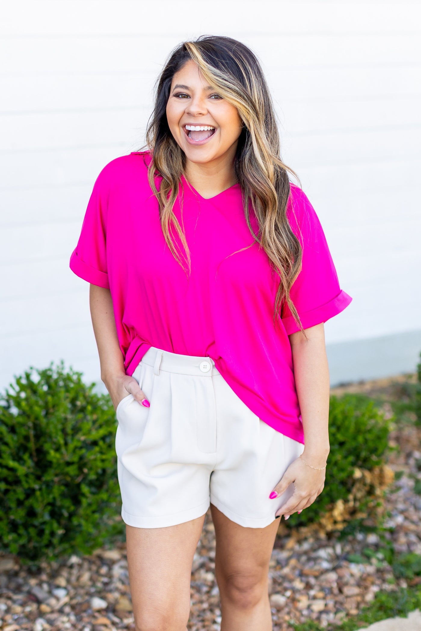 The Cara Top, Hot Pink